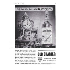 Old Charter Super American Whiskey Tik Tok Clock 1950s Vintage Print Ad 9 inch